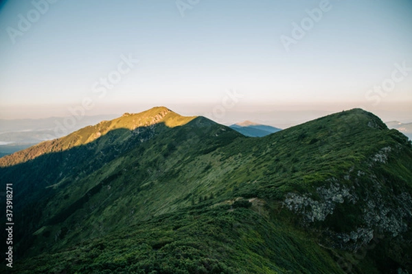 Obraz Amazing sunset in the wild ukrainian ridge Marmarosy, near Romania