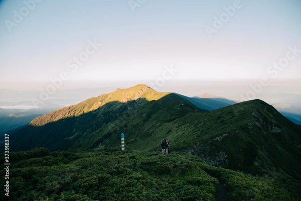Obraz Amazing sunset in the wild ukrainian ridge Marmarosy, near Romania