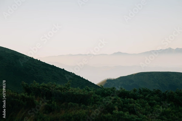 Obraz Amazing sunset in the wild ukrainian ridge Marmarosy, near Romania