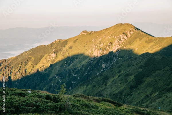 Obraz Amazing sunset in the wild ukrainian ridge Marmarosy, near Romania