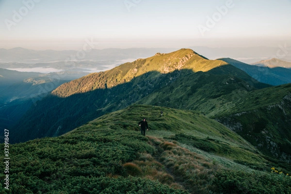 Obraz Amazing sunset in the wild ukrainian ridge Marmarosy, near Romania