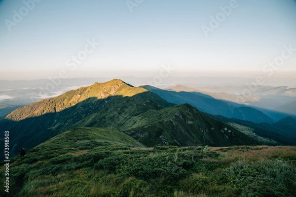 Obraz Amazing sunset in the wild ukrainian ridge Marmarosy, near Romania