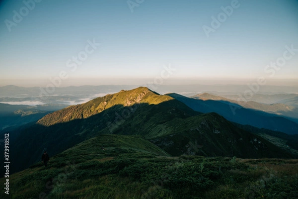Obraz Amazing sunset in the wild ukrainian ridge Marmarosy, near Romania