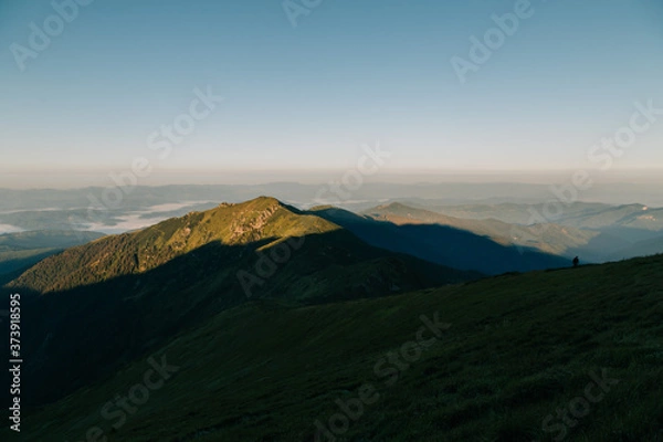 Obraz Amazing sunset in the wild ukrainian ridge Marmarosy, near Romania