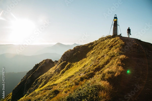 Obraz Amazing sunset in the wild ukrainian ridge Marmarosy, near Romania