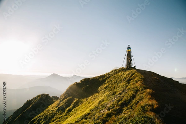 Obraz Amazing sunset in the wild ukrainian ridge Marmarosy, near Romania