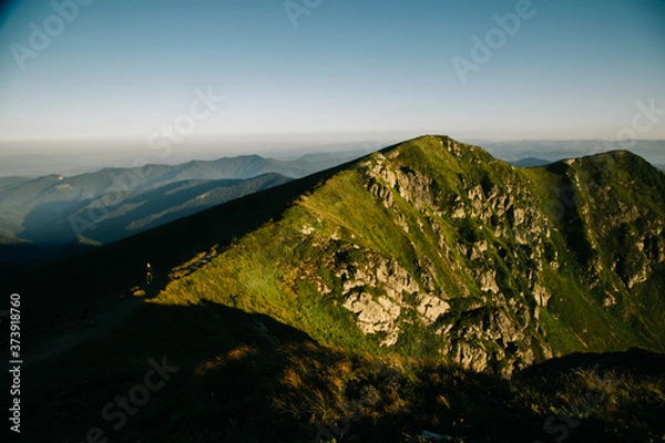 Obraz Amazing sunset in the wild ukrainian ridge Marmarosy, near Romania