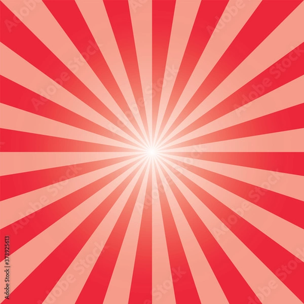 Fototapeta Red sunburst background template. Rectangular recto backdrop. Sun rays pattern. imperial red sunbeam background design for various purposes.