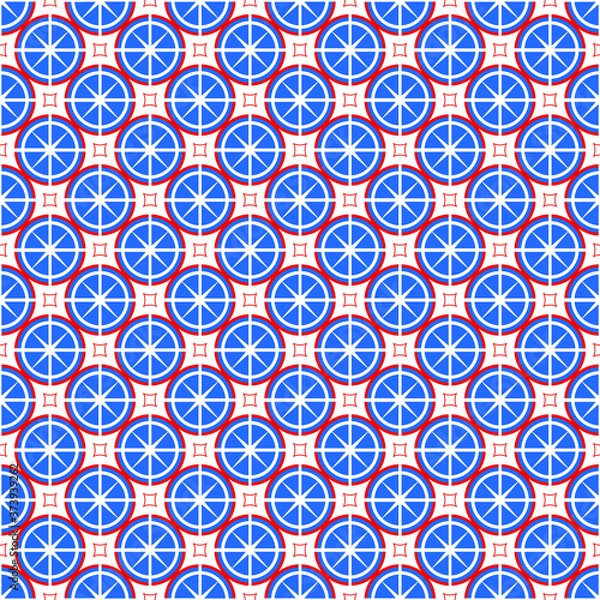 Fototapeta Blue and red seamless pattern background