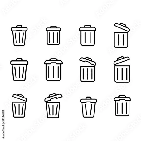 Fototapeta Trash Can Icon Set Vector