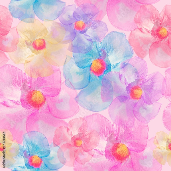 Fototapeta Seamless floral design  for background, Endless pattern.Watercolor illustration.