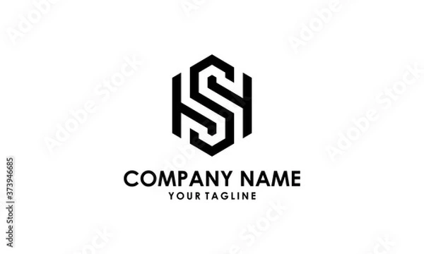 Fototapeta Monogram HS or SH creative modern black letters logo design