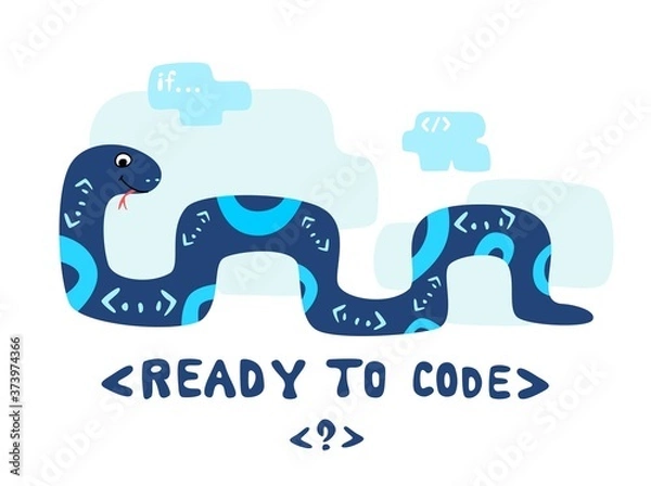 Obraz Python code language sign. Programming coding and developing concept. Software development. Programming language