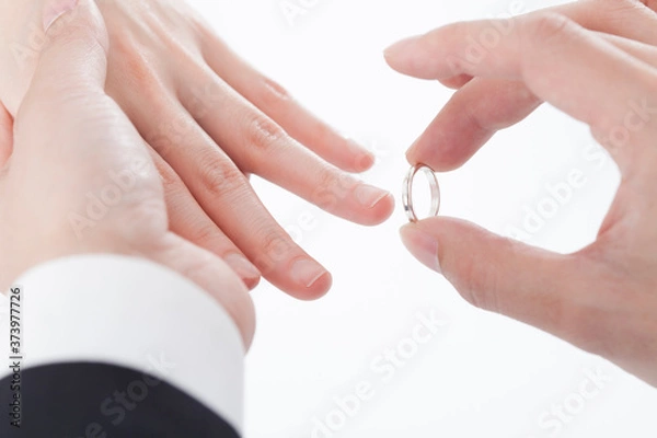 Fototapeta 指輪交換をする手元