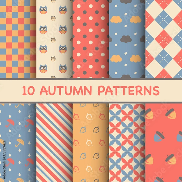 Obraz Set of the autumn theme patterns. Vector illustration.