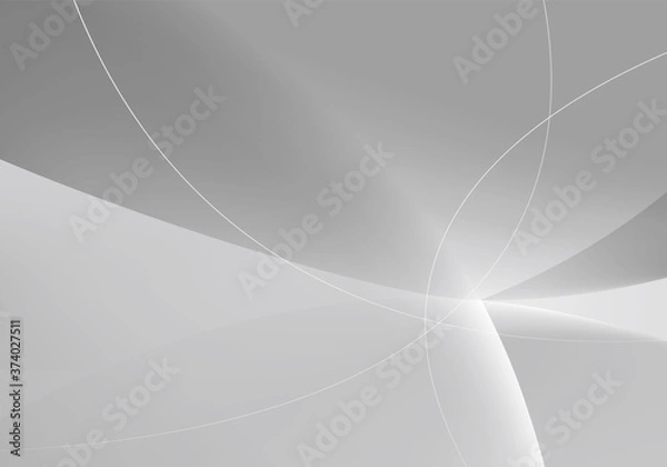 Fototapeta 流れる曲線のグレー のグラデーションの背景イラスト	