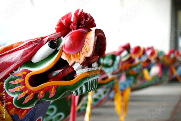 Obraz Closeup view of the head of a dragon boat