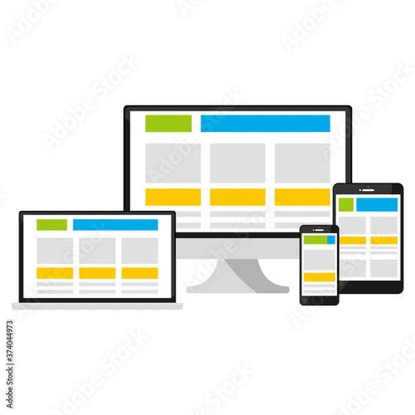 Obraz デスクトップとノートパソコンとタブレットとスマートフォンのイラスト