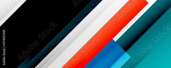 Fototapeta Geometric abstract backgrounds with shadow lines, modern forms, rectangles, squares and fluid gradients. Bright colorful stripes cool backdrops