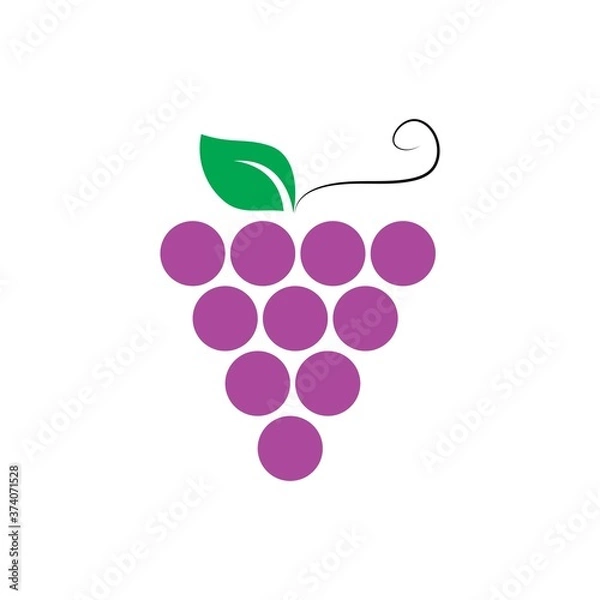 Fototapeta Grape with leaf logo