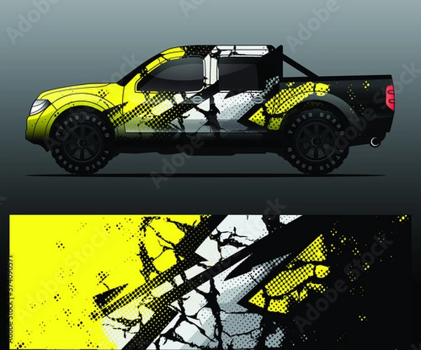 Obraz truck and vehicle Graphic vector. Racing background for vinyl wrap and decal