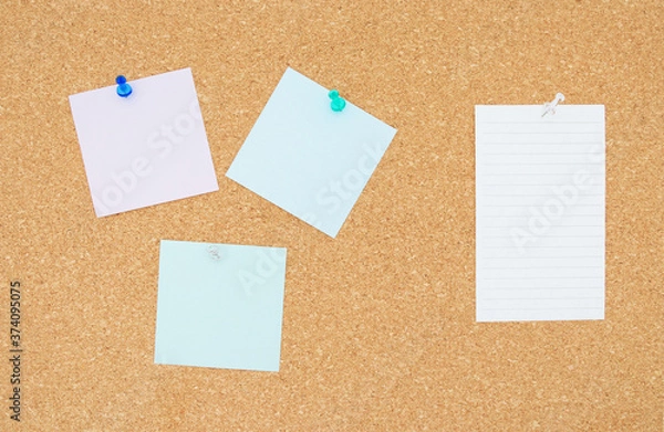 Fototapeta コルクボード　メモ　紙　押しピン　素材