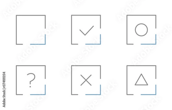 Fototapeta チェックボックスのアイコンのセット／丸／バツ／？／三角