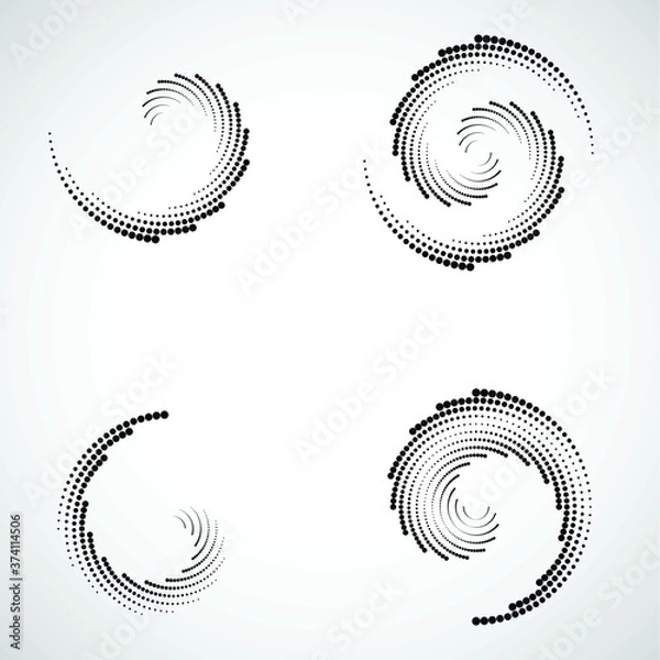 Fototapeta Halftone dots in circle form. round logo . vector dotted frame . design element