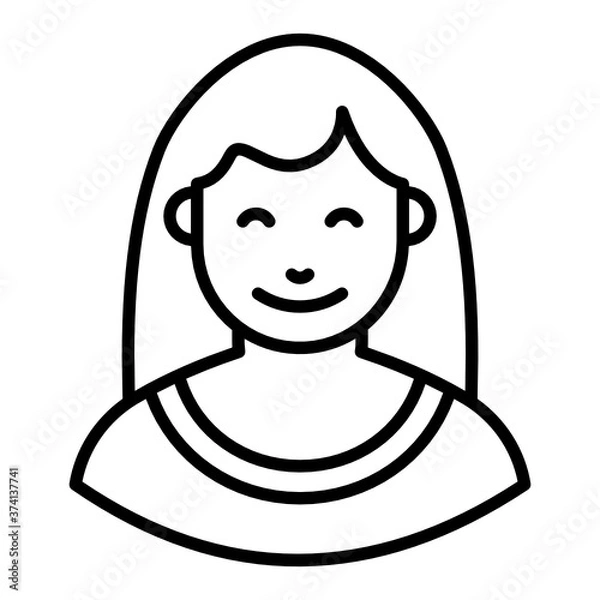 Fototapeta 
A woman who portrays a smiling character, line icon design of lady  

