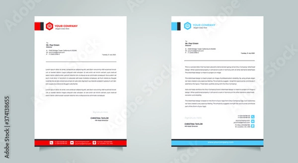 Fototapeta Business style letter head templates for your project design, Vector illustration