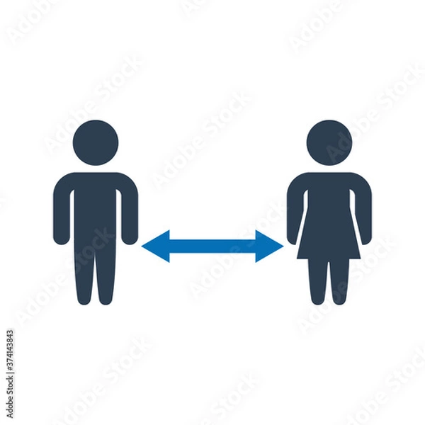 Fototapeta Social distancing icon. Quarantine measures. Vector icon on white background.