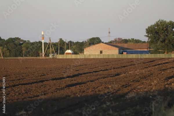 Obraz plowed field in spring