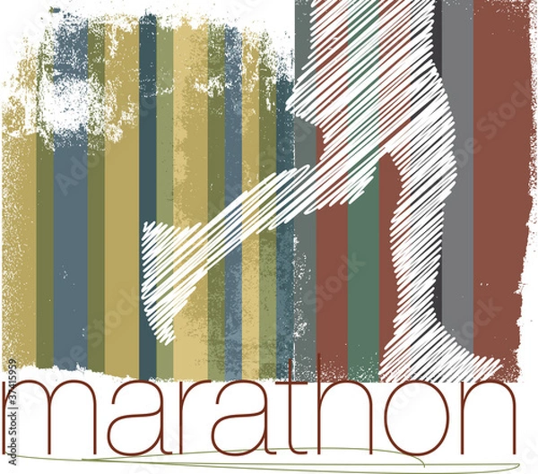 Fototapeta Marathon runner in abstract background. Vector illustration
