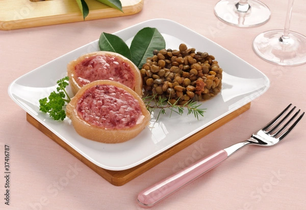 Fototapeta Zampone e lenticchie