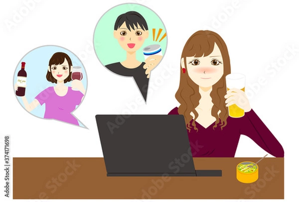 Fototapeta オンライン飲み会