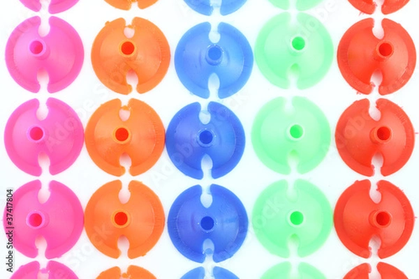 Fototapeta Row of plastic stopper for binding balloon bubble.
