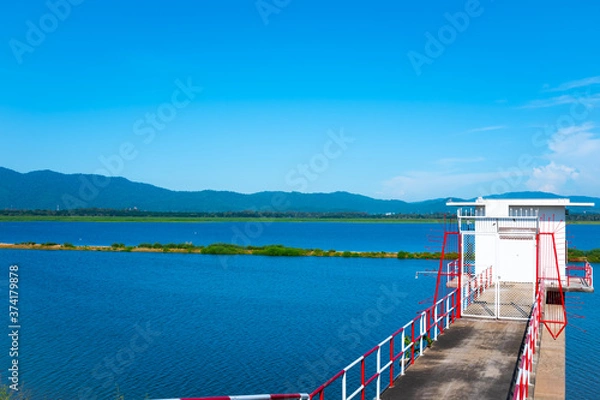 Obraz landscape with lake and mountains