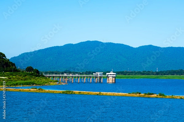 Obraz landscape with lake and mountains