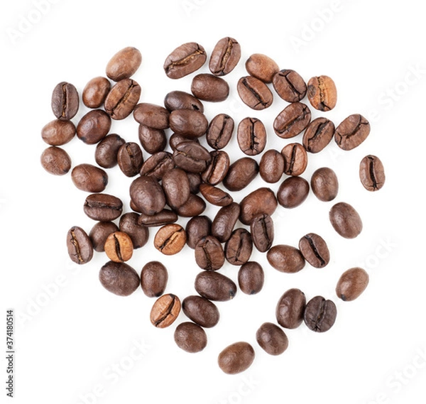 Obraz Coffee beans isolated on a white background close-up