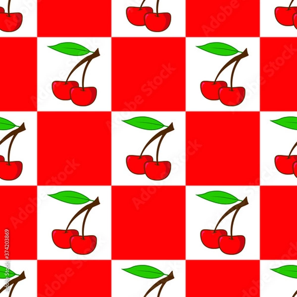 Fototapeta seamless fresh set of red cherries