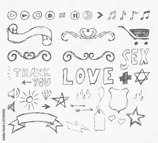 Fototapeta elements of Infographics in the Style of Sketch