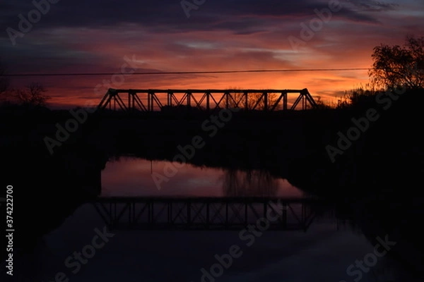 Fototapeta sunset over the bridge
