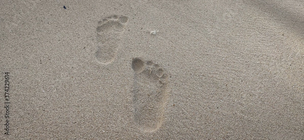 Obraz footprints in the beach sand