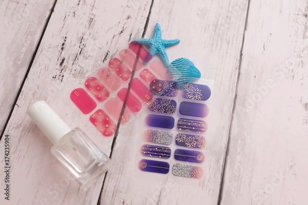 Fototapeta ネイル,シール,セルフ,透明,トップコート,ベースコート,きれい,かわいい,デスク,おしゃれ,ファッション