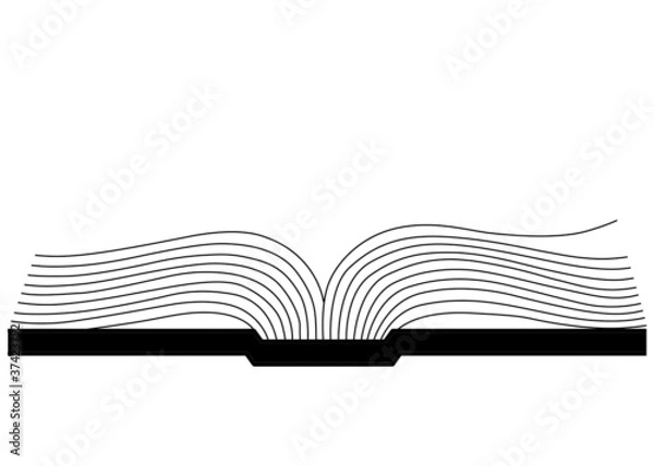 Obraz openning book silhouette on white background