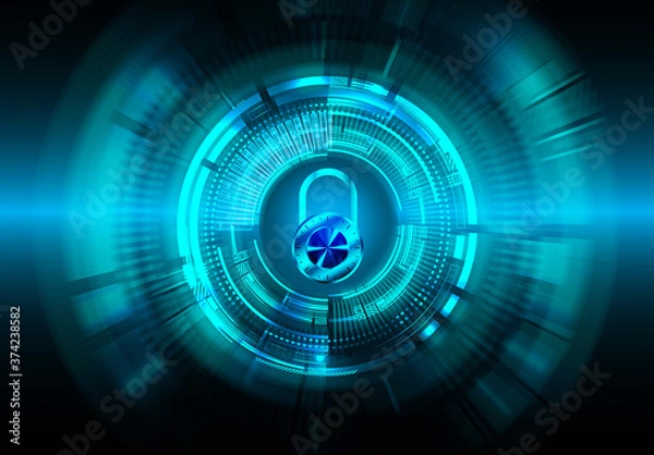 Fototapeta Closed Padlock on digital background, cyber security
