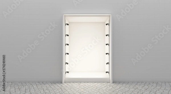 Obraz Shop window display, Empty storefront, Showcase , mock up, 3D render