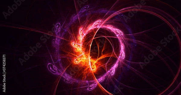 Fototapeta 3D rendering abstract multicolor fractal light background