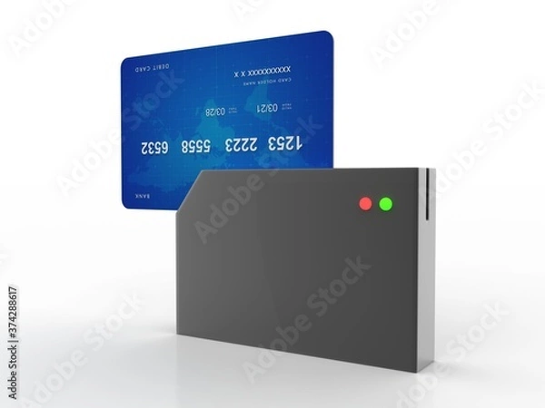Fototapeta 3d rendering  credit or debit card 
