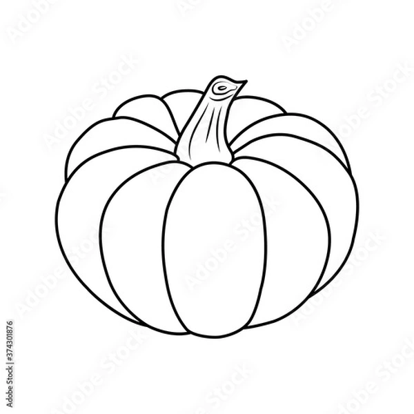 Fototapeta Pumpkin icon. Isolated black outline on white background. Simple style. Vector illustration. Great for use as an additional design, banners, cards, prints, textiles, logo, labels, and creatives ideas.